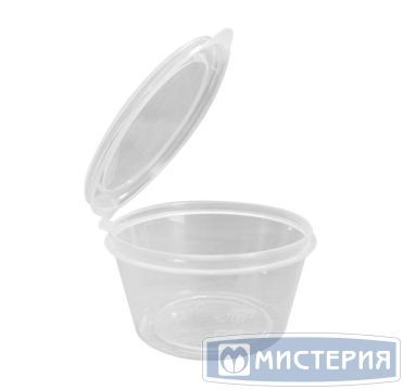Соусник 30 мл, d51хh30 мм, неразъем. крышка, прозр., ПП, 80 шт/упак "Перинт" 2 000 шт/кор РОССИЯ конт. соусн. 30 верхнее закр.