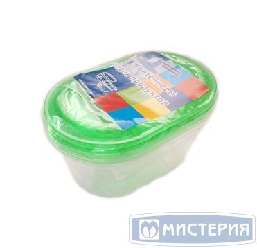 Контейнеры ассорти 250, 375, 500 мл. с зеленой крышкой, 141*92, прозрачные