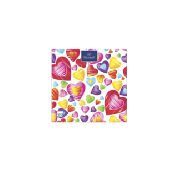 Салфетки 330х330 мм 3-сл., диз. "Калейдоскоп сердец", разноцв., бум., 20 шт/упак "Bouquet" 12 упак/кор РОССИЯ 37422