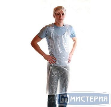 Фартук 750х1250 мм, бел., ПНД, 100 шт/упак 5 упак/кор РОССИЯ 30122