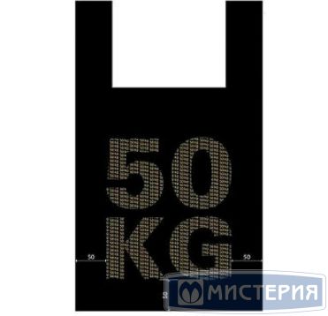Пакет "майка" 30+16х55см ПНД, "50кг" черный, 30мкм