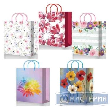 Пакет подарочный [110+60]х140 мм, р-р S с петлев. ручками, диз. в ассорт., бум. лам., 10 шт/упак 480 шт/кор КИТАЙ ПБР53752