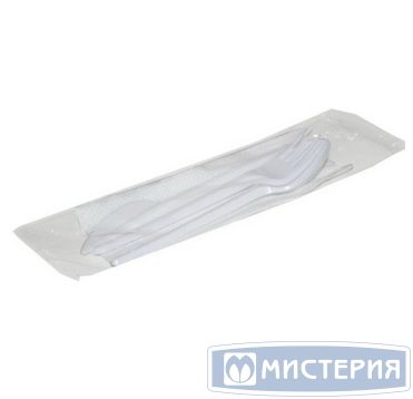 Комплект столовых приборов №4 [лож.ст.+ вил.+ нож: 165 мм, бел., ПС+ салф.], 300 шт/кор 300 шт/упак РОССИЯ 501423/С