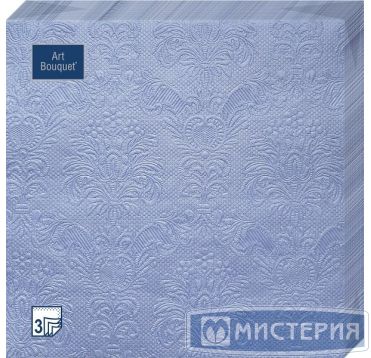 Салфетки 330х330 мм 3-сл., диз. "Голубой с перламутром Барокко", голуб., бум., 16 шт/упак "Bouquet" 12 упак/кор РОССИЯ 57222