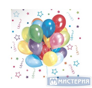 Салфетки 330х330 мм 3-сл., диз. "Веселый праздник", разноцв., бум., 20 шт/упак "Bouquet" 12 упак/кор РОССИЯ 37396