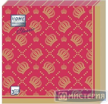 Салфетки 330х330 мм 3-сл., диз. "Корона империи.Красная", красно-золот., бум., 20 шт/упак "Bouquet" 12 упак/кор РОССИЯ 42322