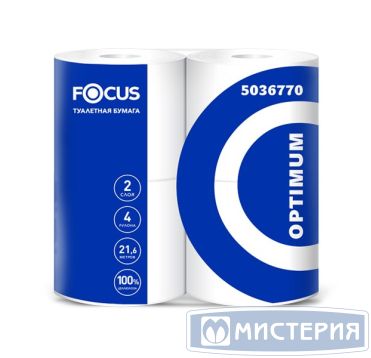 Бумага туалетная 2-сл. "Focus" Optimum, бел., 22 м, 4 рул/упак 14 упак/кор РОССИЯ 50202215/5036770