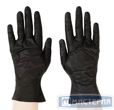 Перчатки одноразовые, размер S, 10 мкм, черн., ТПЕ, 50 пар/упак "Элегрин" 30 упак/кор РОССИЯ 404-984405-797