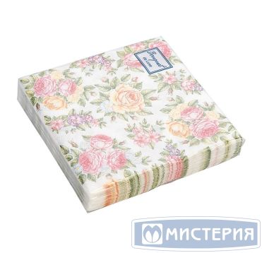 Салфетки 240х240 мм 3-сл., диз. "Поле роз", разноцв., бум., 25 шт/упак "Bouquet" 15 упак/кор РОССИЯ 37098