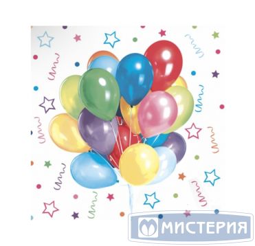Салфетки 240х240 мм 3-сл., диз. "Веселый праздник", разноцв., бум., 25 шт/упак "Bouquet" 15 упак/кор РОССИЯ 37093