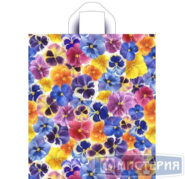 Пакет 380х420 мм, 37 мкм, с петлев. ручками, диз. "Цветочки", ПНД, 50 шт/упак "Тикопластик" 300 шт/кор РОССИЯ н00213101