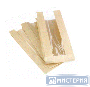 Пакет пищевой [170+70]х290 мм без руч., с окном, крафт, бум., 100 шт/упак 1 500 шт/кор РОССИЯ БУМ12628