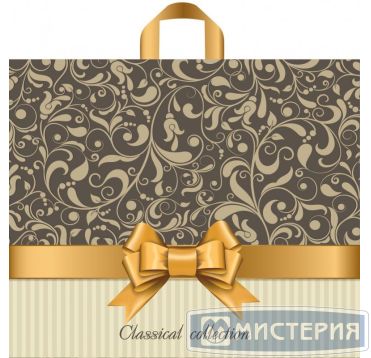 Пакет 340х400 мм, 70 мкм с петлев. ручками, диз. "Бежевый узор", ПВД, 50 шт/упак "Тикопластик" 300 шт/кор РОССИЯ н00128915