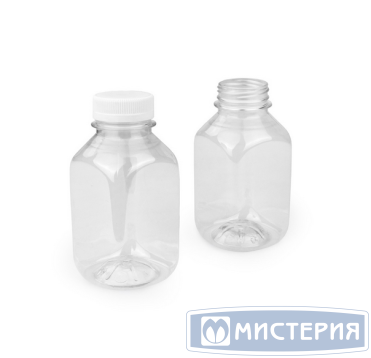Бутылка ПЭТ 300 мл, квадр., прозр., горло d38 мм, крышка в компл., 250 шт/кор 250 шт/упак РОССИЯ 0,30 BRC квадрат.