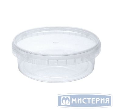 Контейнер под пресервы и мёд, 285мл, круглая, d 122мм, h 38мм, "шайба", прозрачная, контрольный замок, ПП