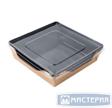 Контейнер 900 мл, 150х150х48 мм, без окна, без крышки, крафт-черн., карт., 50 шт/упак "OSQ" OpSalad BE 400 шт/кор РОССИЯ OpSalad 900 BE