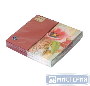 Салфетки 330х330 мм 2-сл., диз. "Натюрморт с тюльпанами микс", разноцв., бум., 20 шт/упак "Bouquet" 15 упак/кор РОССИЯ 42457
