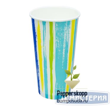 Стакан для холодного, 0.3/0.364л с рисунком полоски, картон