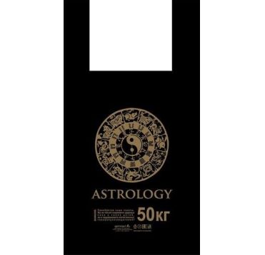 Пакет "Майка" [300+160]х550 мм 18 мкм, диз. "Астрология", черн., ПНД, 100 шт/упак 10 упак/кор РОССИЯ