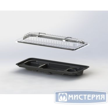 Крышка к контейнеру для суши 292х138х43 мм, прозр., ПС, 400 шт/кор "Kado-Prim" 400 шт/упак РОССИЯ КД-001 К высокая