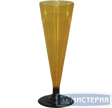 Фужер для шампанского 180 мл, цвет в ассорт., черн. ножка, ПС, 6 шт/упак "МИСТЕРИЯ" 216 шт/кор РОССИЯ -