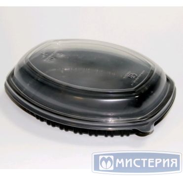 Контейнер 800 мл 1-секц., овал 257х202х37 мм, без крышки, черн., ПП, 35 шт/упак "ПолиЭр" 70 шт/кор РОССИЯ К-257 черн