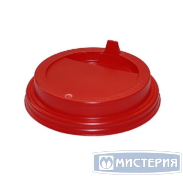 Крышка для стаканов, для холодного и горячего, d 90 мм, красная, с клапаном, полистирол