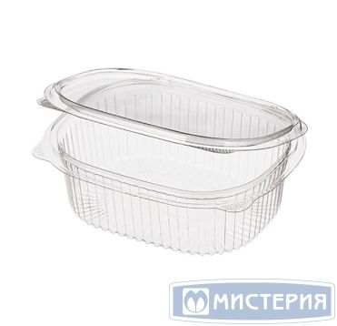 Контейнер 500 мл 1-секц., овал 159х130х56 мм, неразъем.крышка, прозр., ПЭТ, 360 шт/кор "Комус" 360 шт/упак РОССИЯ РКС-500 (ОП) (ТТ) ПЭТ