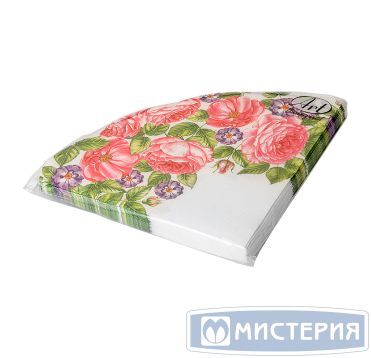 Салфетки d320 мм 3-сл., диз. "Розы", разноцв., бум., 12 шт/упак "Bouquet" 15 упак/кор РОССИЯ 42734