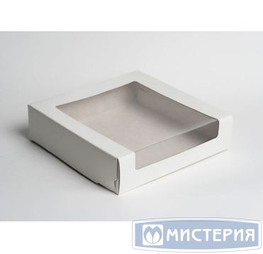 Коробка для торта 180х180х100 мм, с окном, неразъем.крышка, без руч., бел., карт., 120 шт/кор "Forgenika" KT-100 РОССИЯ КТ-100 (с окном) белый