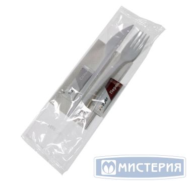 Комплект столовых приборов №6 [вил.+ нож: 165 мм, бел., ПС+ салф.+ з/ч.+ соль+ пер.], 300 шт/кор 300 шт/упак РОССИЯ Н61-011